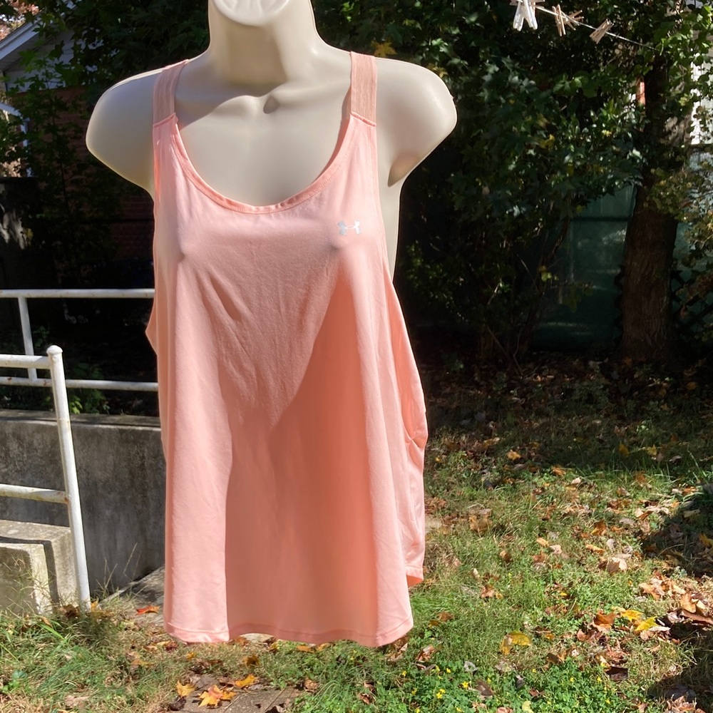 UNDER ARMOUR Heat Gear Loose Fit Lightweight Peach Tank Top Womens Large - Picture 4 of 9